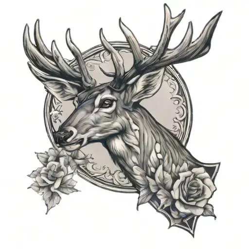 Deer With A Hummingbird Flying Behind It