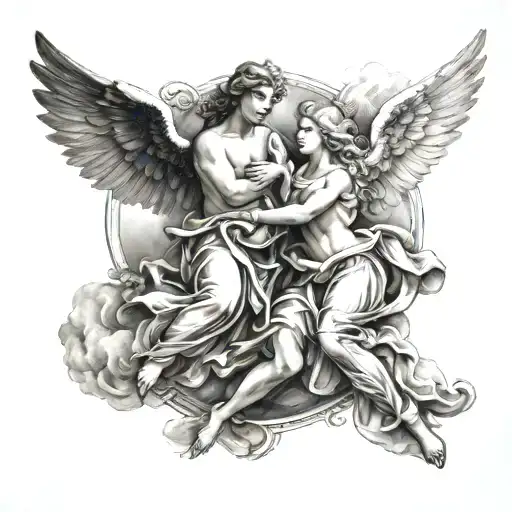 Heaven Angels Flying Together