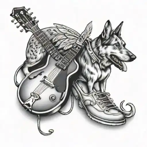 Mandolin With Military Dog Tags Hanging From It