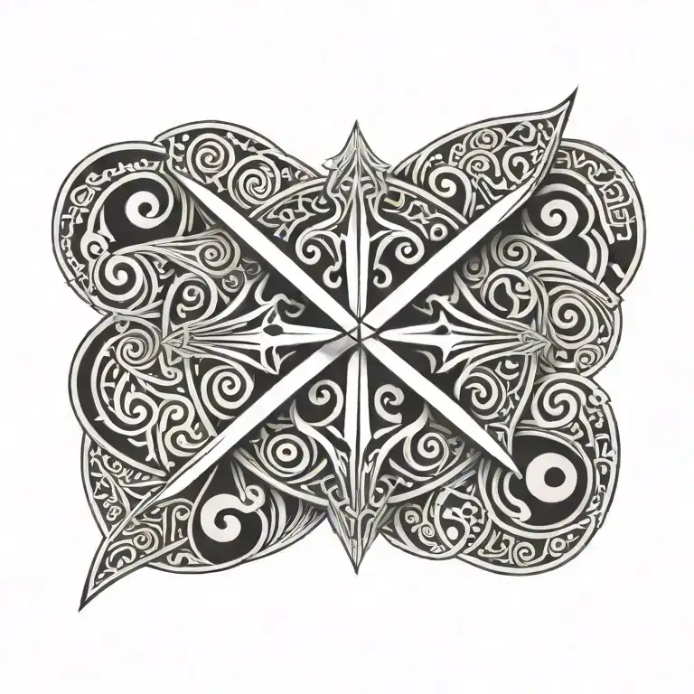 A Knight's Cross Adorned With Maori-inspired Geometric Patterns