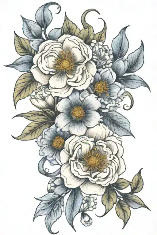 Jan April August Birth Flowers Intertwined