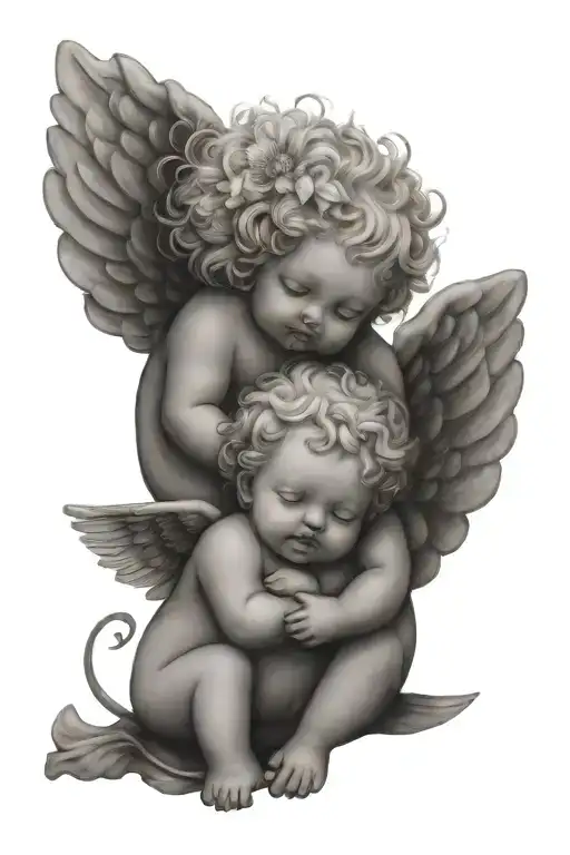 A Cute Cherubs Holding A Dandelion Flower