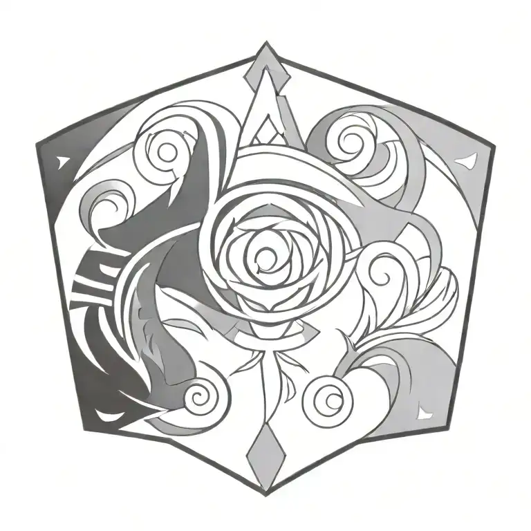 A Combination Of Maori Patterns And Soldier Symbols In A Black-grey Tattoo Design