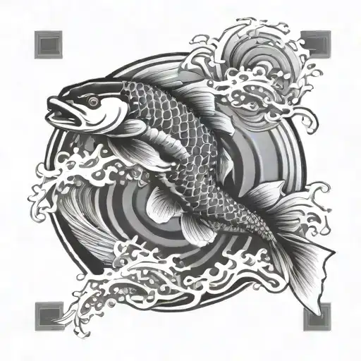 Koi Fish Wave Crashing