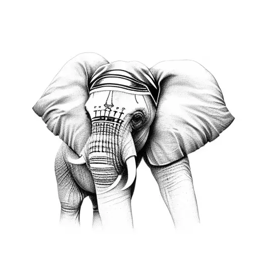 Elephant Adorned With Colorful Carnaval Feathers