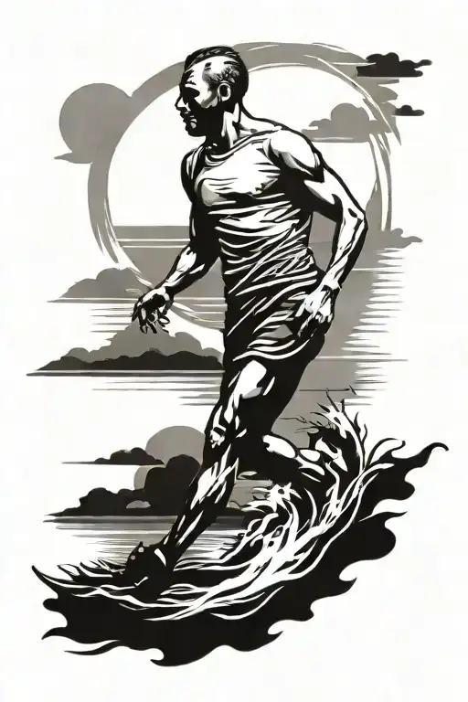 Runner And Sun And Water