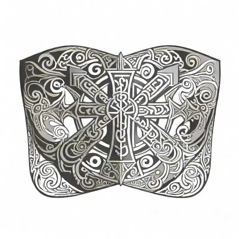 A Knight's Cross Adorned With Maori-inspired Geometric Patterns