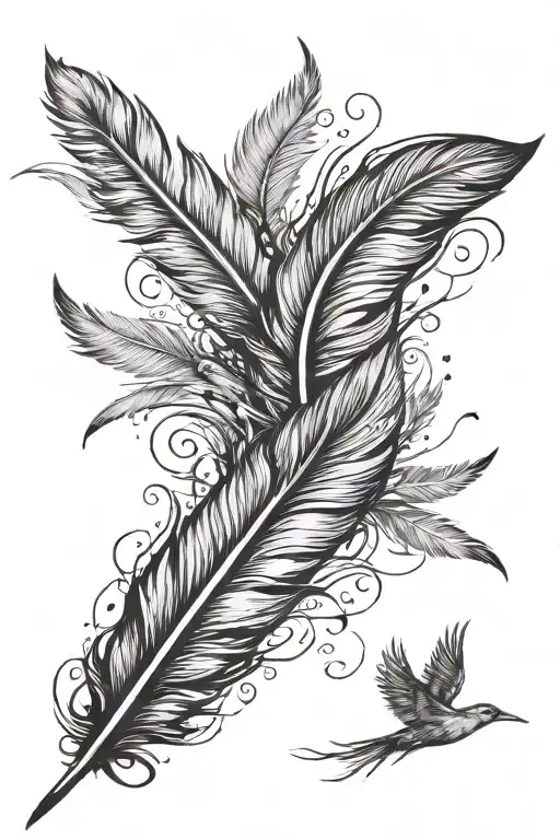 Feather That Turns Into Birds Flying Away