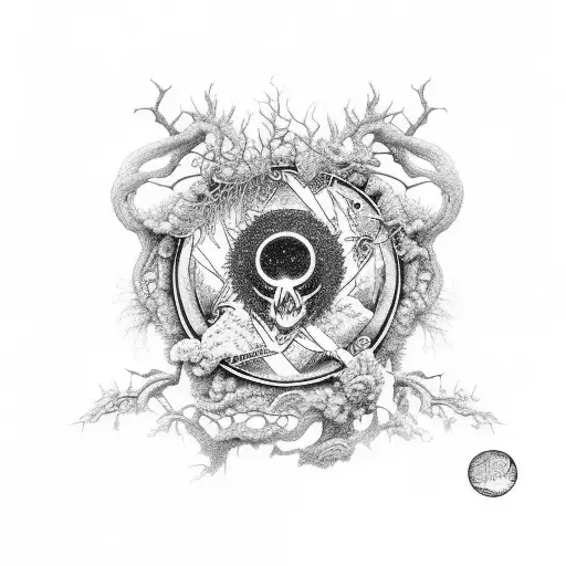 An Intricate Design Combining Pearl Jam Lyrics And Nature Elements