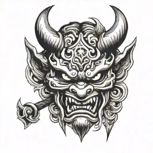 Oni Mask Split In Half