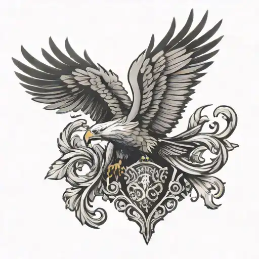 Eagle In A Crest Heraldry Crown Wings