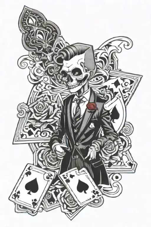 A Suit With A Rose Head Holding An Ace Of Diamonds Card And Keys In One Hand