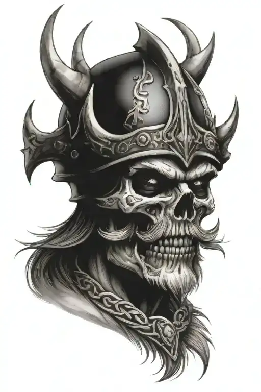 Viking Face Morphing Skull Wearing A Crown