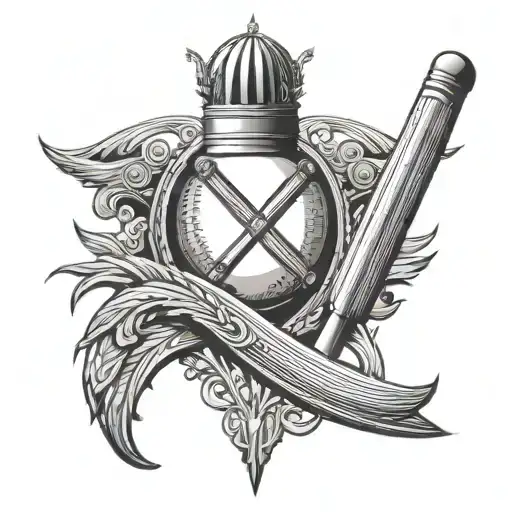 A Cricket Field With Wickets Shaped Like Siva's Trishul