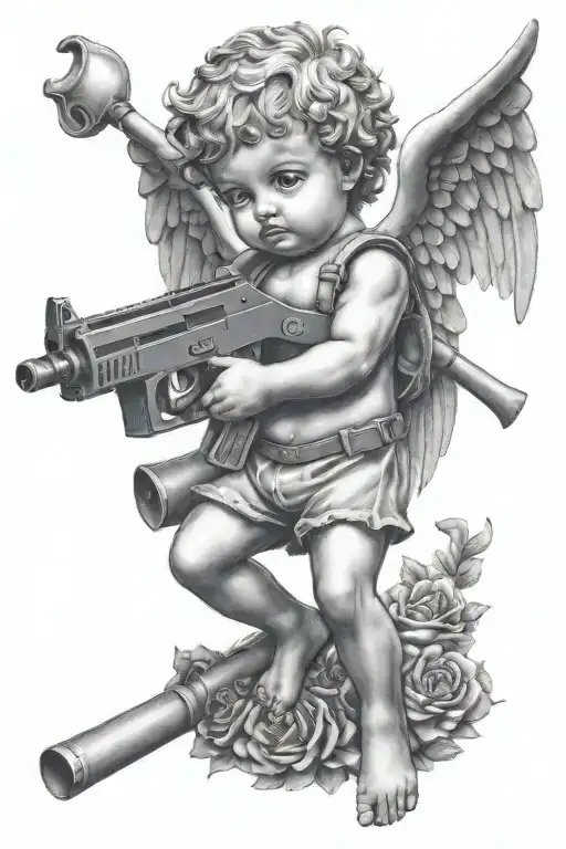 Cherub With Mac 10 Gun