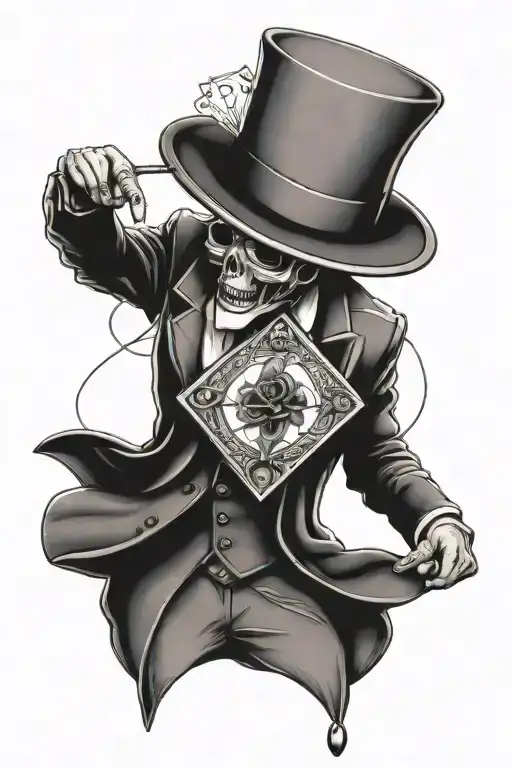 A Suit With A Rose Head Holding An Ace Of Diamonds Card And Keys In One Hand