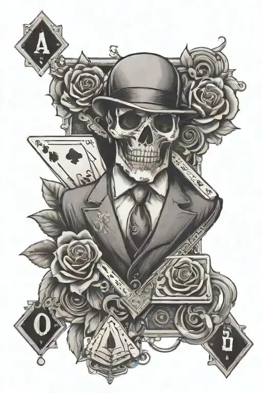 A Suit With A Rose Head Holding An Ace Of Diamonds Card And Keys In One Hand