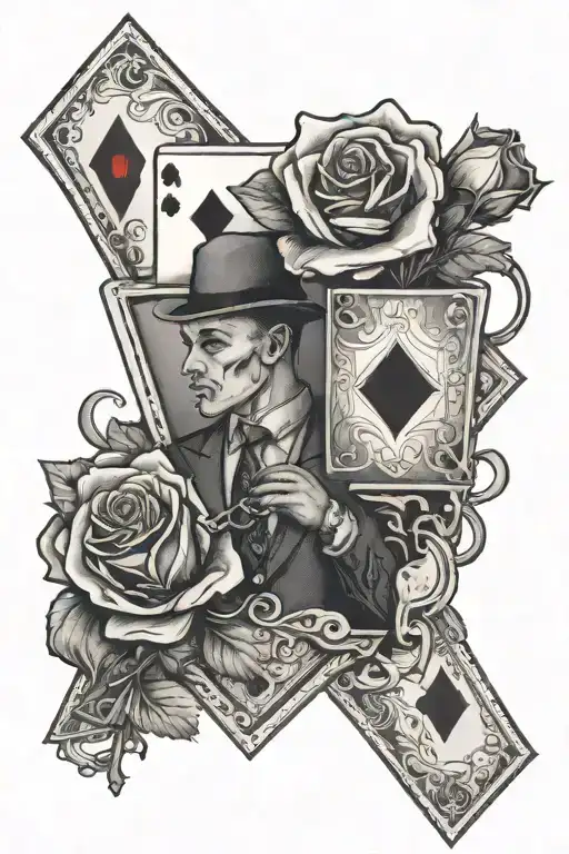 A Suit With A Rose Head Holding An Ace Of Diamonds Card And Keys In One Hand