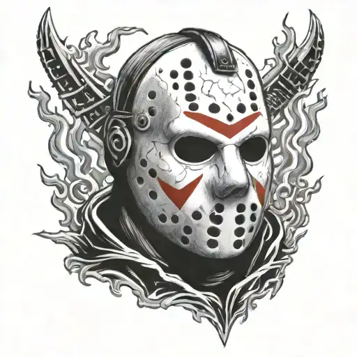 Jason Voorhees Mask With Fire