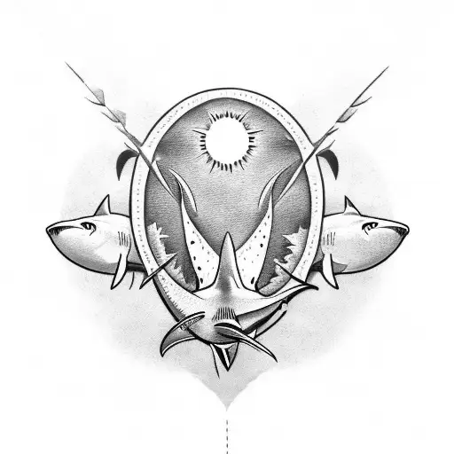 Shark And Sun On Coat Of Arms