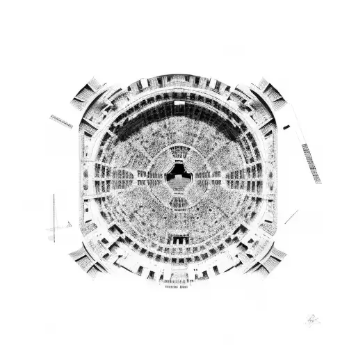 An Abstract Representation Of The Colosseum Using Geometric Shapes