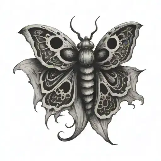 Rotten Moth Tattoo Design Combining Elements
