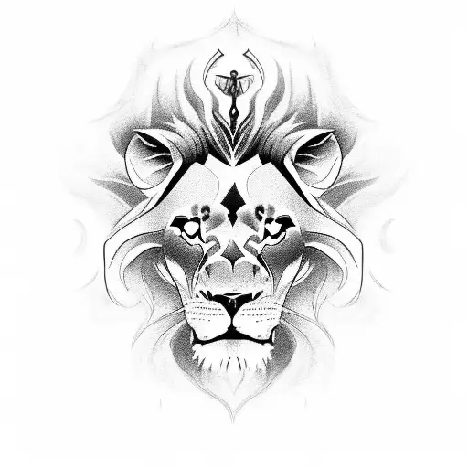 Design A Black And Grey Lion Tattoo Featuring The Tau Gamma Phi Letters Hidden Within The Fur