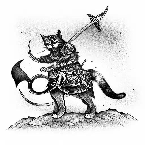 Viking Riding A Cat
