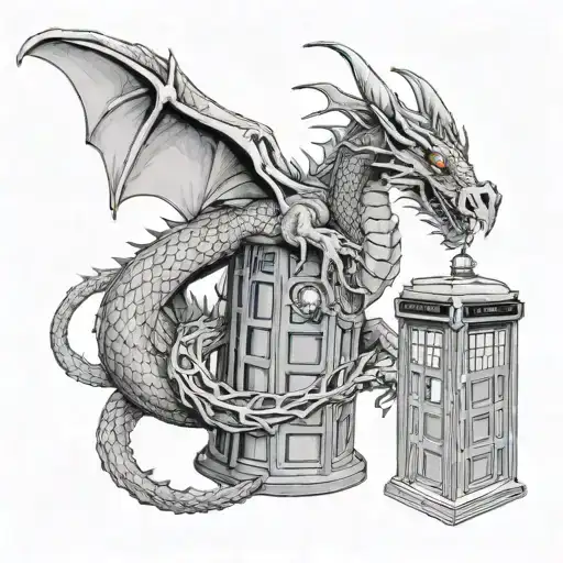 A Dragon Wrapped Around A Tardis From Doctor Who