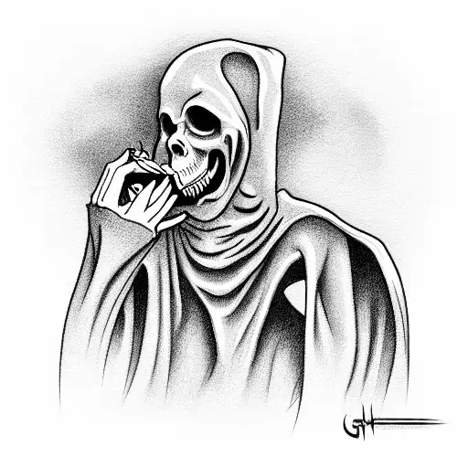 Grim Reaper Eating Peanuts