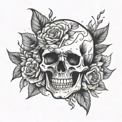 Skull And Flowers