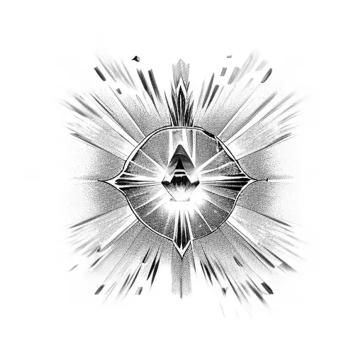 A Crystal With Rays Shooting Outwards And A Bird Flying From The Center Of The Crystal