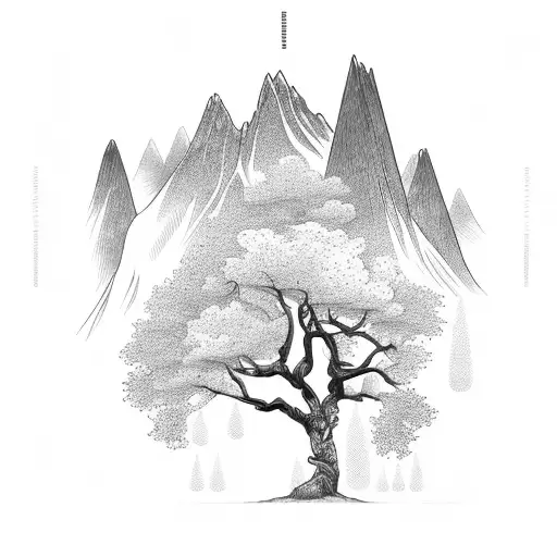 Plam Tree With Mountains