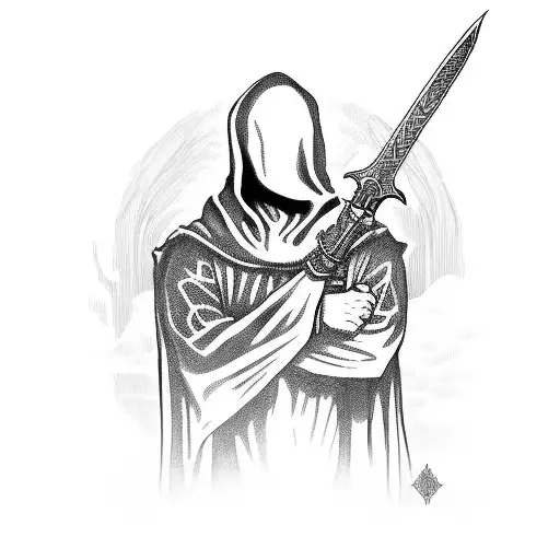 Hooded Figure Armed With A Sharpened Sword That Reaps Heart