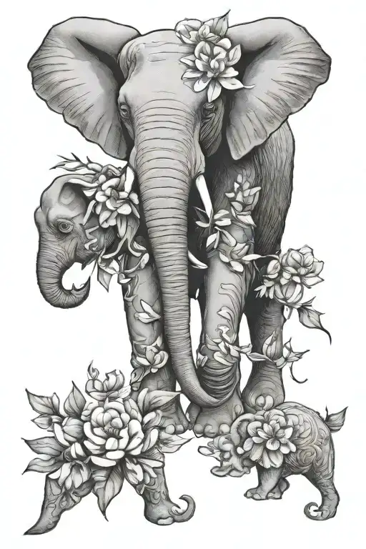 Flowers And Elephant