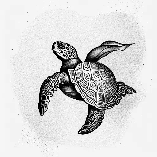 A Gigantic Ancient Turtle Floating In Sunset Ethereal Fantasy Hyperdetailed Mist