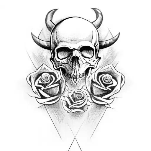 Viking Skull With Roses