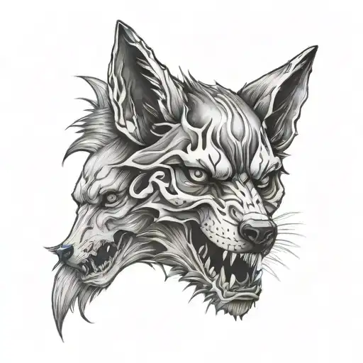 Skull And Wolfs Face