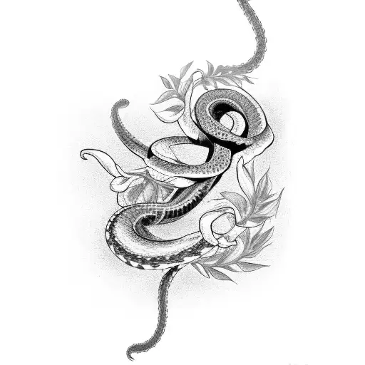 Lavender Flower And Twin Snakes