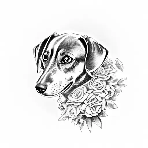 Black Dachshund Made Of Flowers