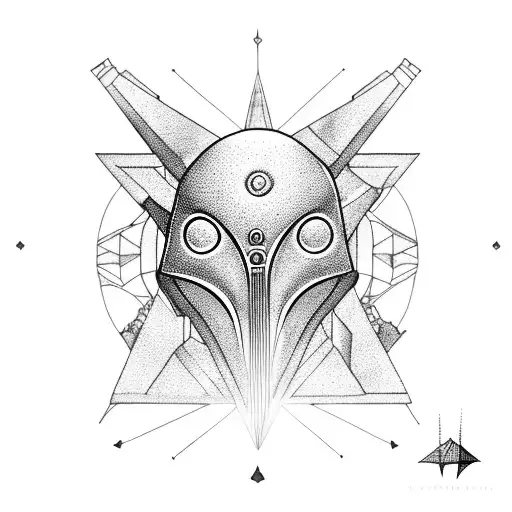 Alien Head Above A Ufo Abducting Humans Over Pyramids With Geometric Patterns