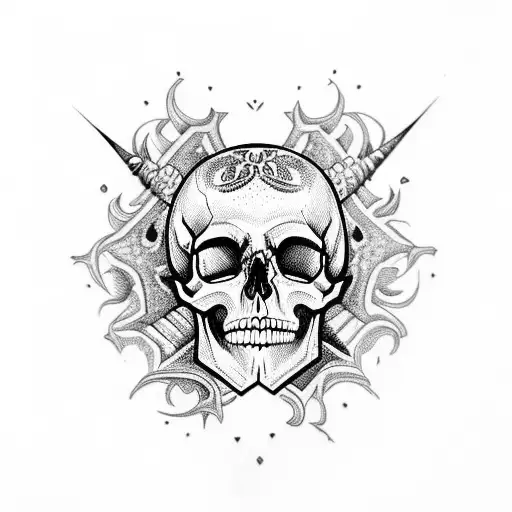 A Stylized Skull Adorned With Intricate Geographical Patterns And Symbols