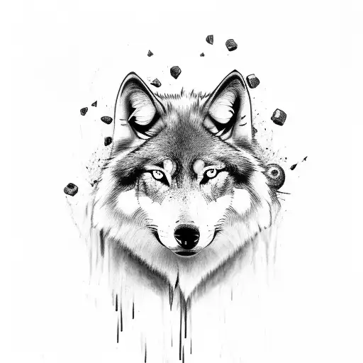 Black And White Wolf With Blood Thirst
