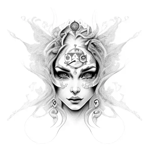 Women's Face Themed Aquarius Zodiac