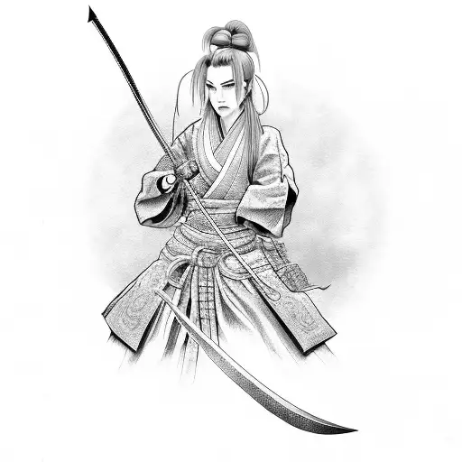 Samuragirl With Sword And Cherry