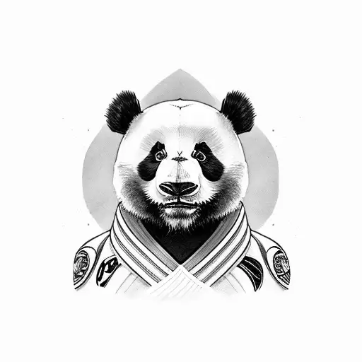 Panda With A Jiu Jitsu Theme Showing A Warrior