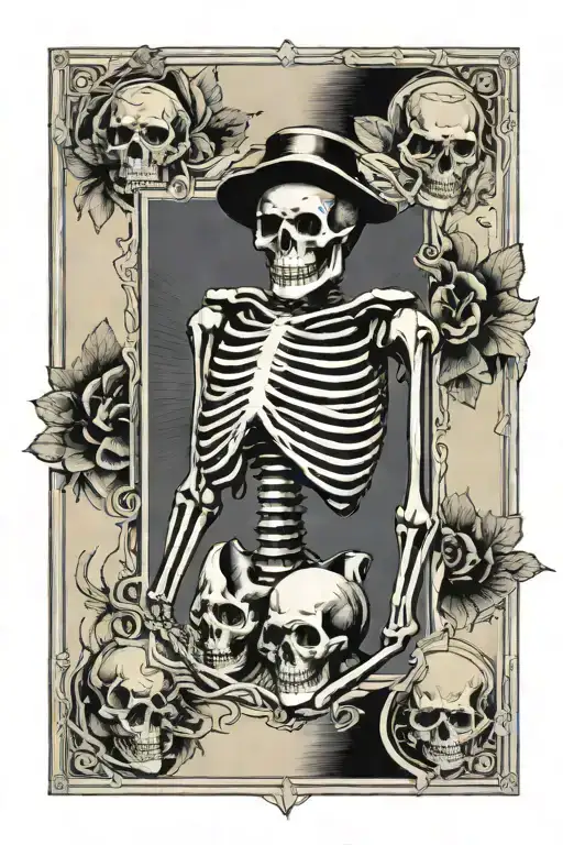 Tarot Card With An Army Mortarman Skeleton