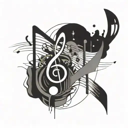 An Abstract Representation Of A Music Waveform Intertwined With Spiritual Symbols