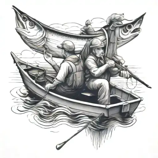 Father And Son Fishing On A Boat