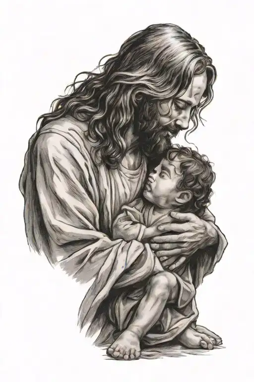 Jesus Praying On Child